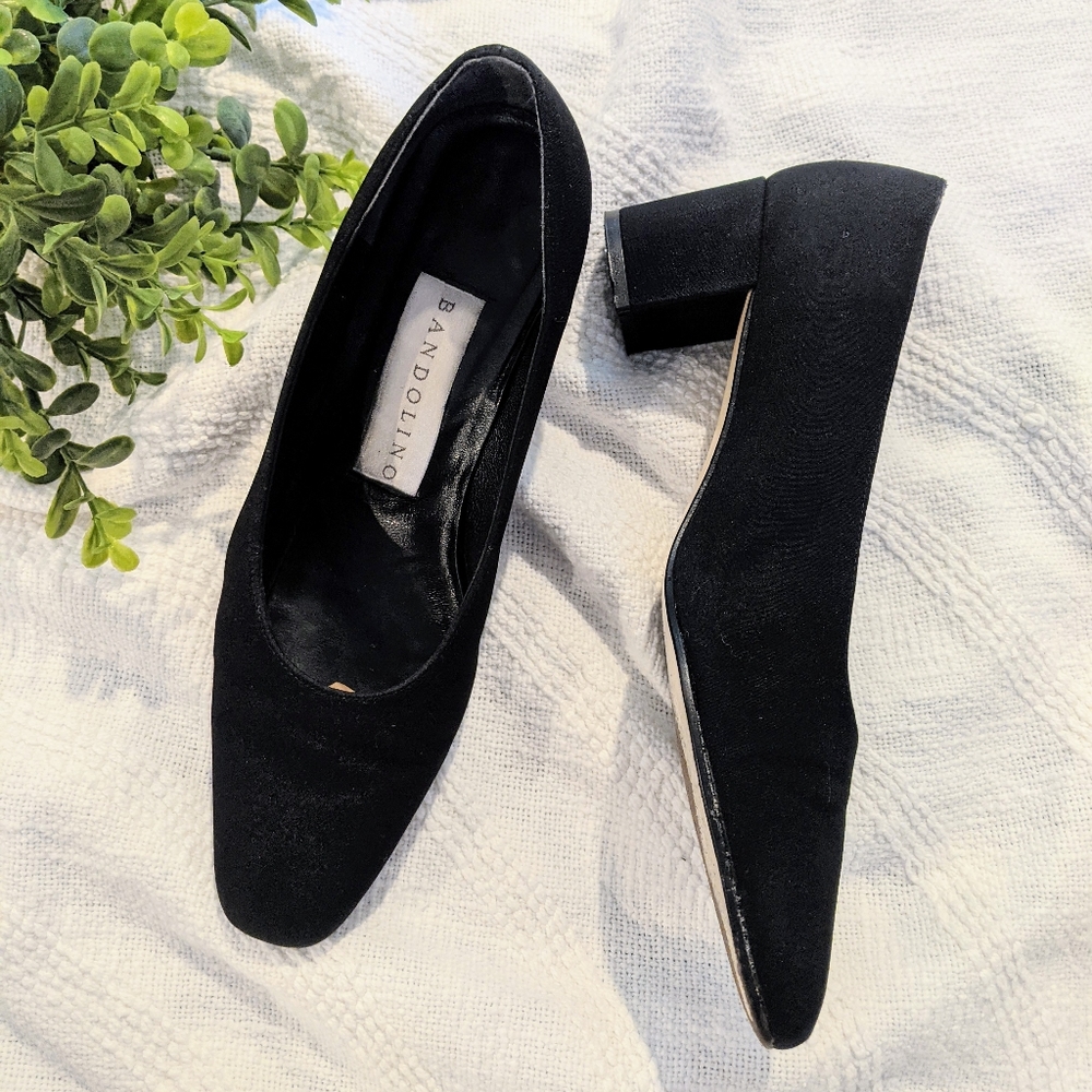 Vintage Bandolino | Square Toe Block Heel Pump - Black, Size 8.5